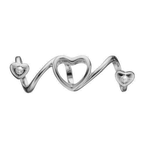 Christina Collect 925 sterling silver Soul Mate fine wide charm with a large heart and two small ones with white topaz, model 630-S80
